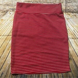 Lularoe Red White Striped Stretch Soft Knit Pencil Skirt